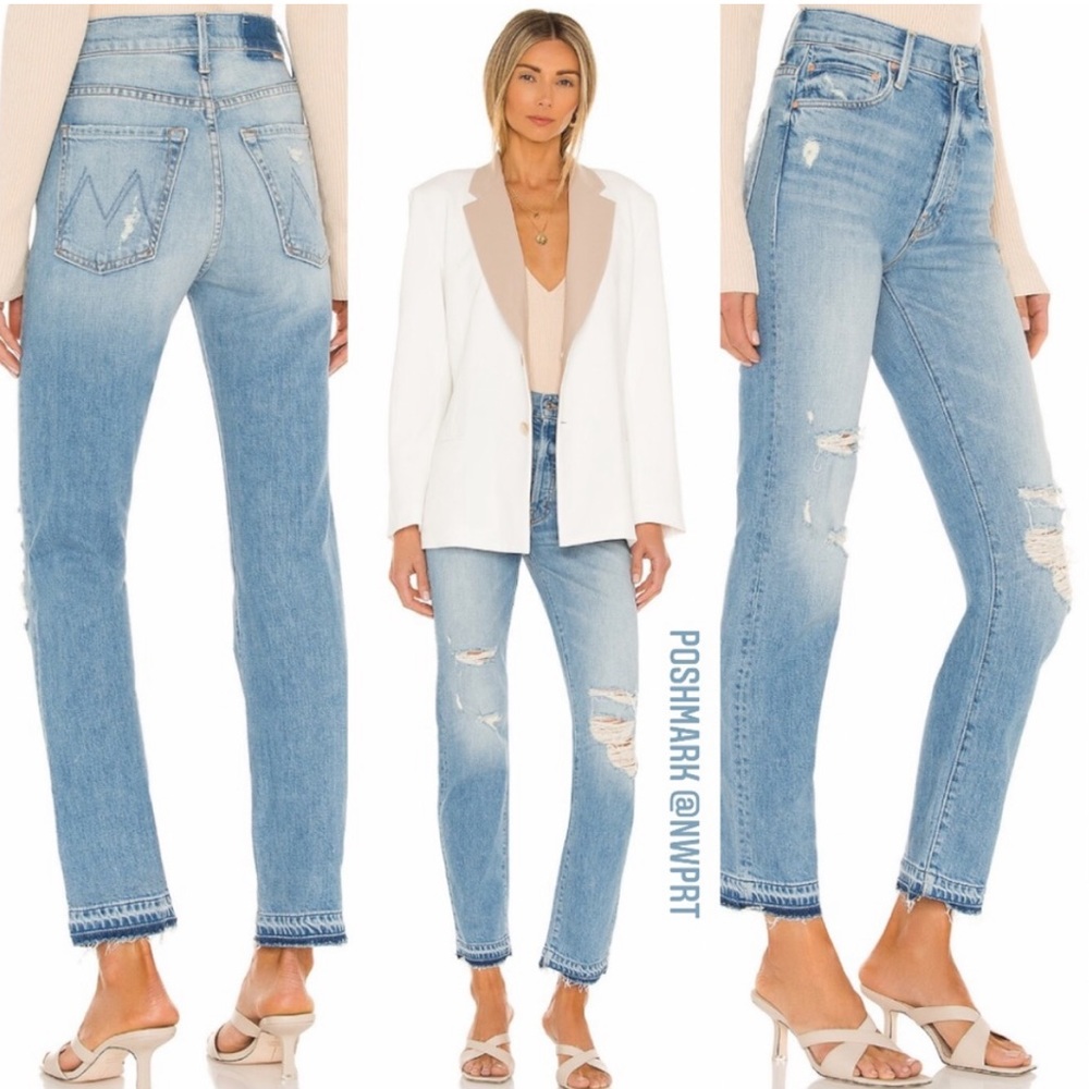 MOTHER ♡ High Waist Rise Hiker Hover Undone Hem On My Knees 25